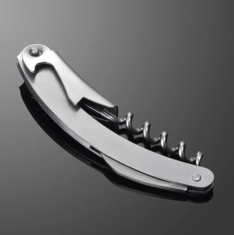 

High quality 100pcs Stainless Corkscrew Hinged Waiters Wine Bottle Opener Foil Cutte Tool Free Shipping LX4332