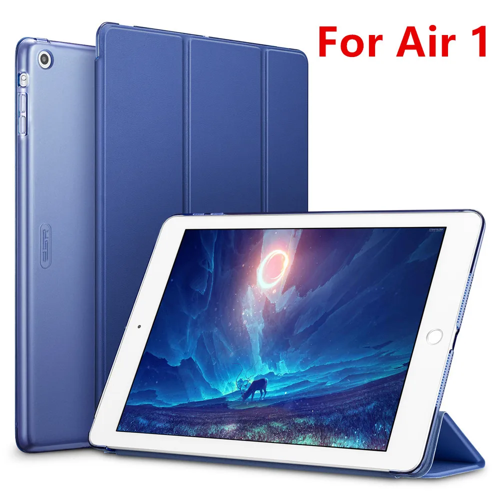 Navy blue for Air 1 Чехол ESR для iPad Air2 Air1, жесткая задняя крышка, ультра тонкий, из искусственной кожи, умный чехол для Apple iPad Air2, многоразовая Подставка для iPad Air1 - Цвет: Navy blue for Air 1