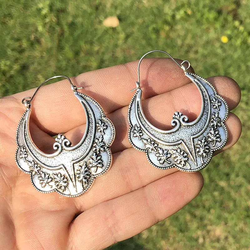 Индийский FlowerTribal латуниевые серьги длинные висячие с цветочным рисунком богато