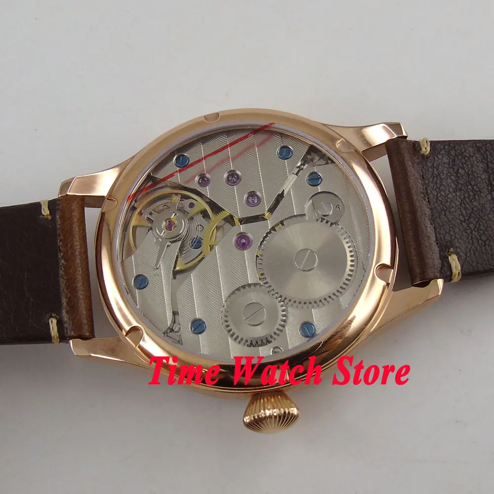 44 мм Парнис с синим циферблатом римскими цифрами золотой чехол светящийся 17 jewels