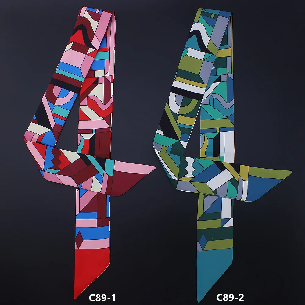 Geometric Contrast Color Scarf Narrow Ribbon Bag Scarves Hair Band Neckwear Drop Shipping Wholesale Multi-function Choker BD131 |