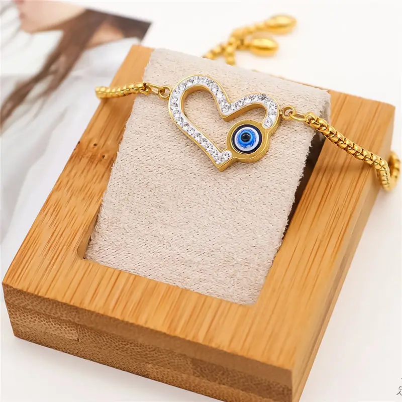 Trendy Stainless Steel Adjustable Slider/ Slide Bolo Bracelets Gold Eye Clear Cubic Zirconia Bracelet Jewelry 28.8cm Long 1 PC | Украшения