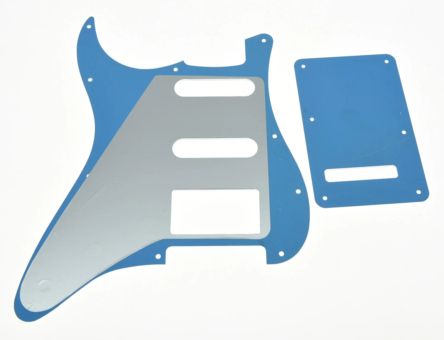 

KAISH Silver Mirror HSS ST Style Guitar Pickguard Scratch Plate Back Plate Set
