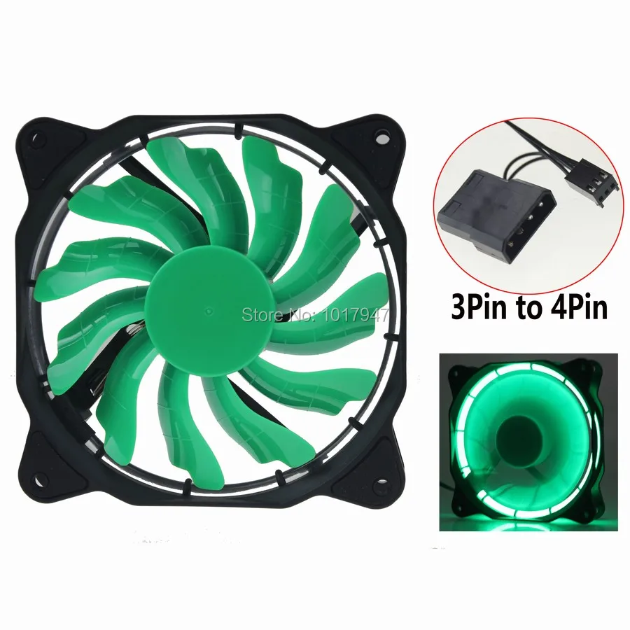 100 шт./партия 4Pin 12 В 12025 см 120 мм x 25 компьютер PC зеленый светодиодный Eclipse охлаждения