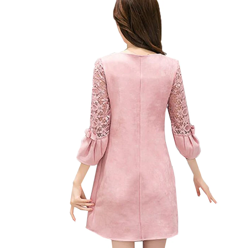 Новинка 2017 женское платье из искусственной замши весенне летнее винтажное