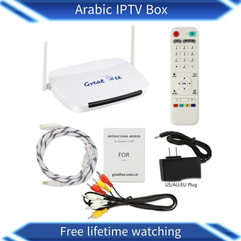 Отличный ee новейший ТВ приемник для ip tv коробка для Great bee арабские каналы android tv box