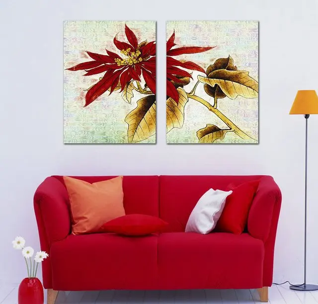 

Fashion painting sofa backdrop modern floral decorative painting mural