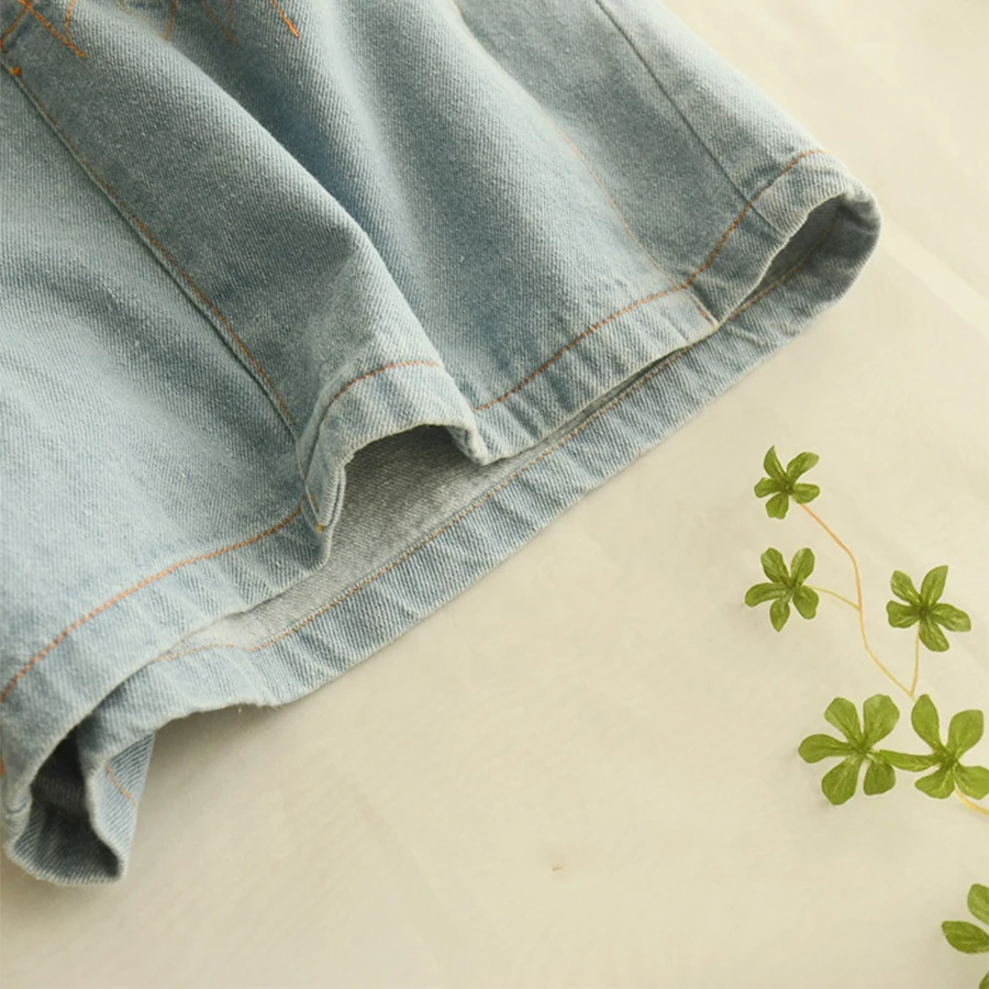 Комбинезон джинсовый в японском стиле девушки-Мори повседневный короткий синий