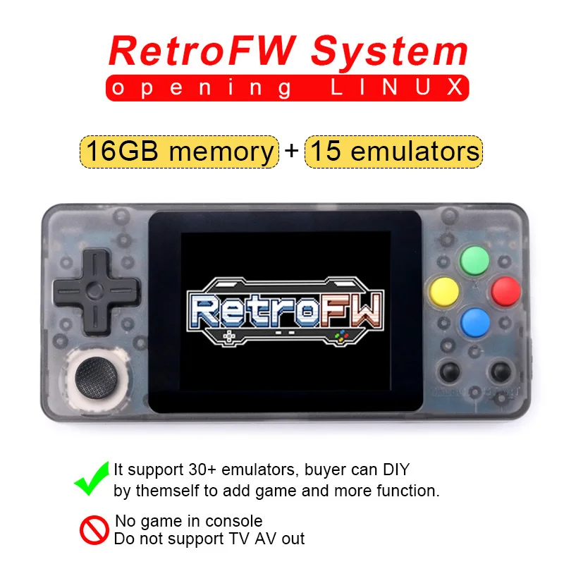 Black NO GAME Новая игровая консоль LDK RetroFW LINUX система DIY 2,6 дюймов 16 Гб Ностальгический мини детский Ретро игровой видео плеер 360 градусов контроль - Цвет: Black NO GAME