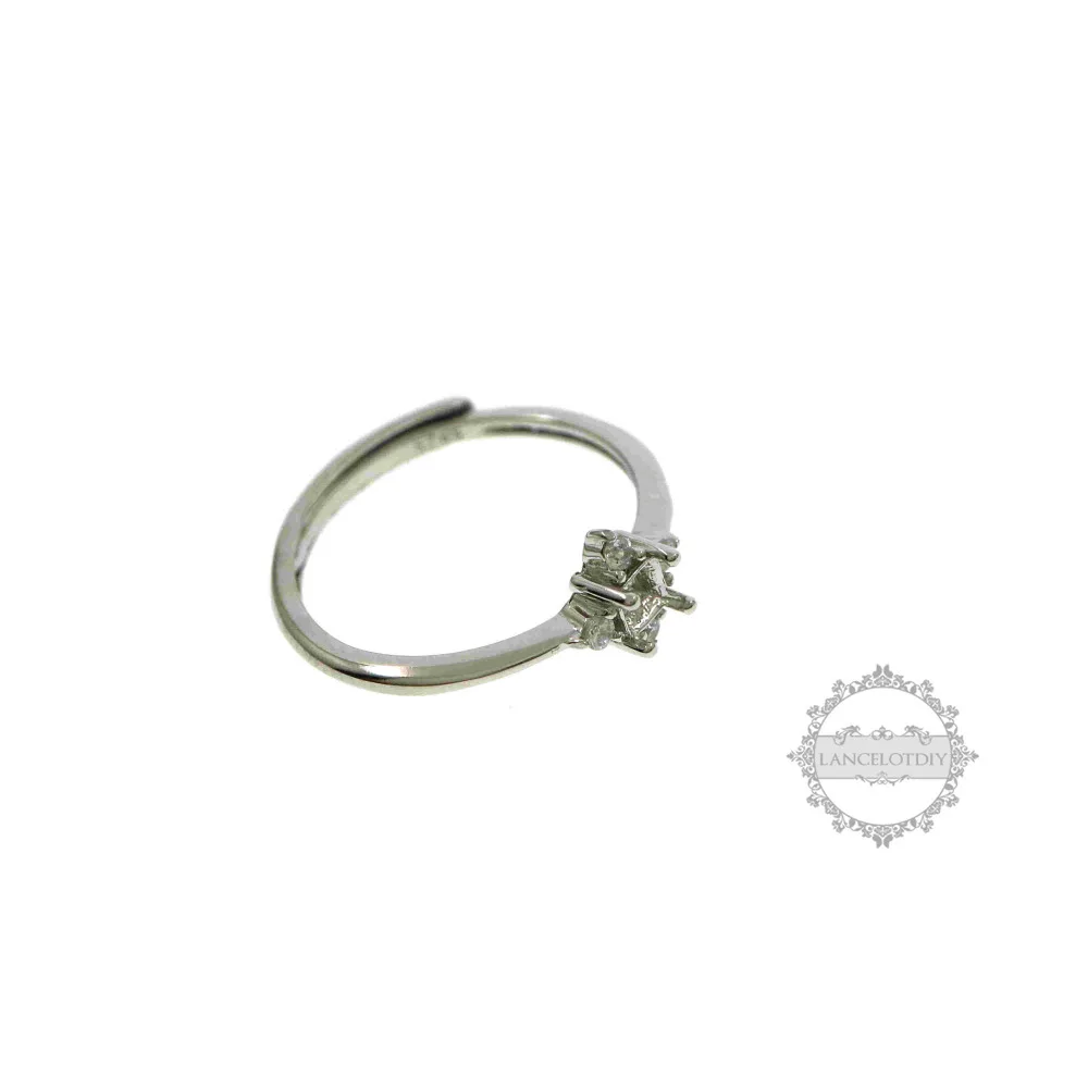 4 мм квадратная зубчатая оправа, CZ камень, серебро 925 пробы, базовое регулируемое кольцо, ободок, настройки, сделай сам, кольца, фурнитура 1294102