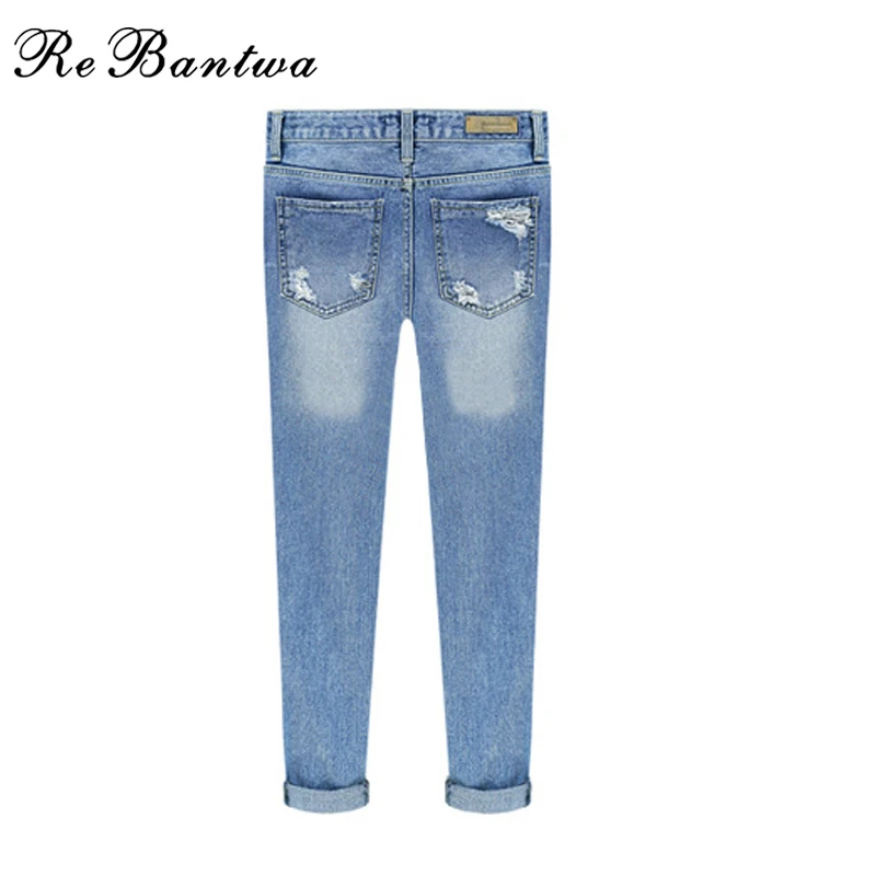 Rebantwa Autumn Harem Denim Pants Preppy Style Jean Trousers Hole Women Jeans Oversized Beggar Female Loose Skinny |
