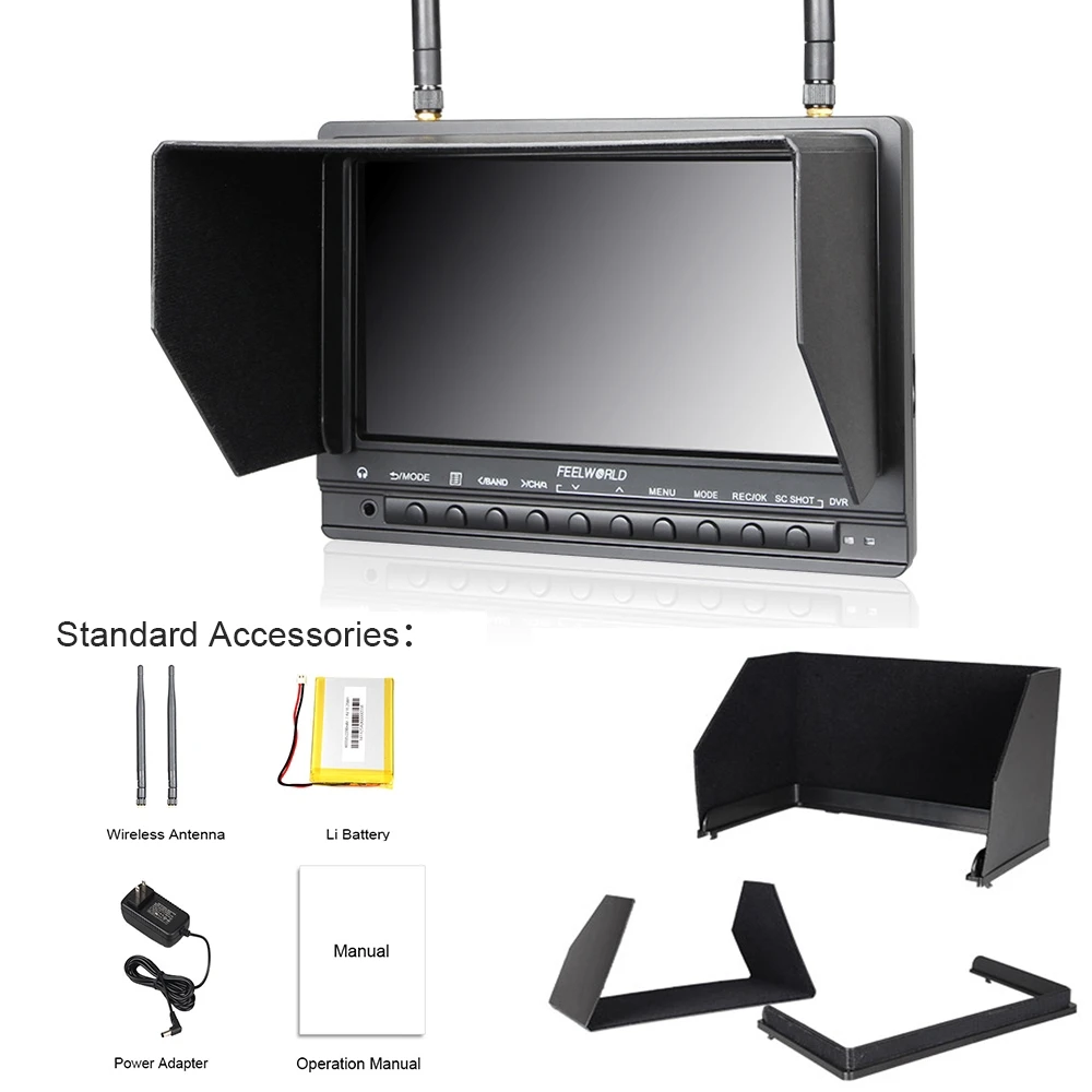 Feelworld PVR733 7 дюйм монитор с функцией DVR Dual 5 8G 32CH приемник беспроводной беспилотный