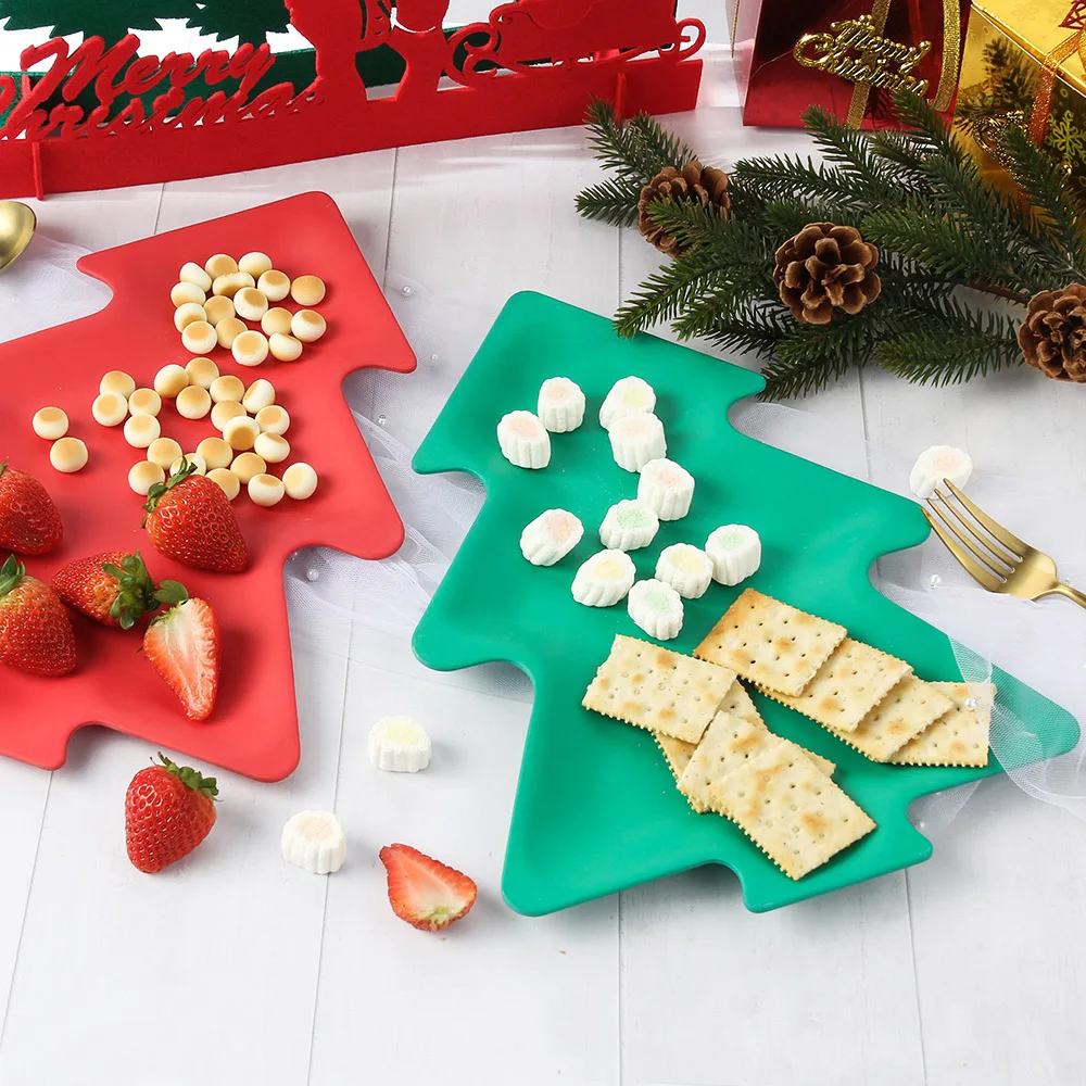 Европейская посуда 4 шт. бамбуковое волокно Красная рождественская елка зеленый