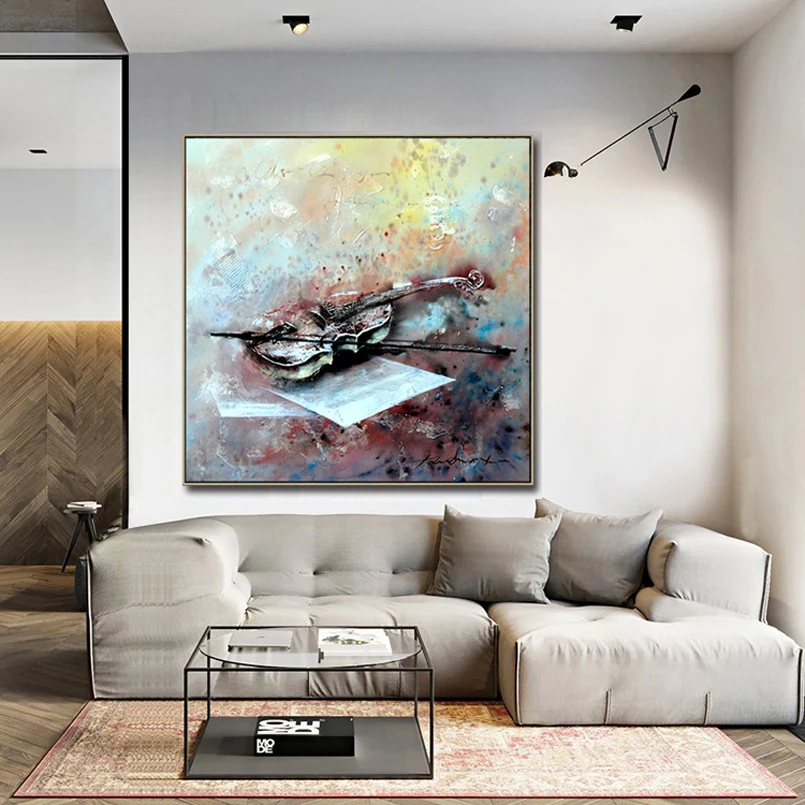 

Handmade abstract modern oil painting,musical instrument oil painting, canvas wall art painting for home decoration