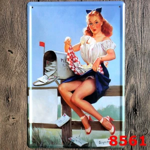 5 Табличка с логотипом PINUP, винтажная металлическая роспись, настенная наклейка, железная табличка, декоративные тарелки, 20X30 см - Цвет: 5