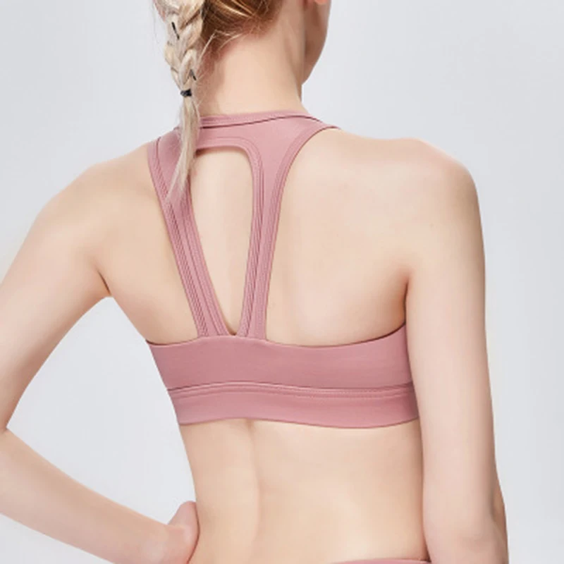 Высокоэластичный дышащий спортивный бюстгальтер женский с мягкими чашечками