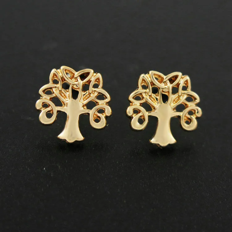 2018 новые золотые серебряные серьги гвоздики дерево для девочек женские модные