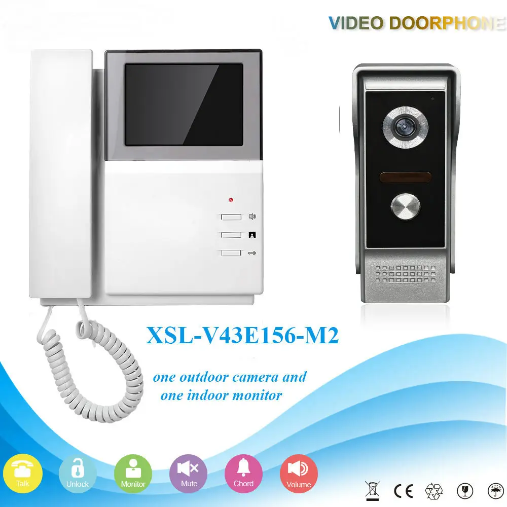 V43E156M41V1 YobangSecurity видеодомофон 4," дюймовый монитор видео-телефон двери дверной звонок камера домофон домашний комплект безопасности для дома/квартиры - Цвет: V43E156M41V1