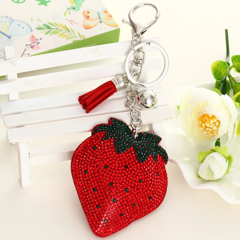 MINHIN для женщин розовый/красный милый брелок клубника горный хрусталь мозаика