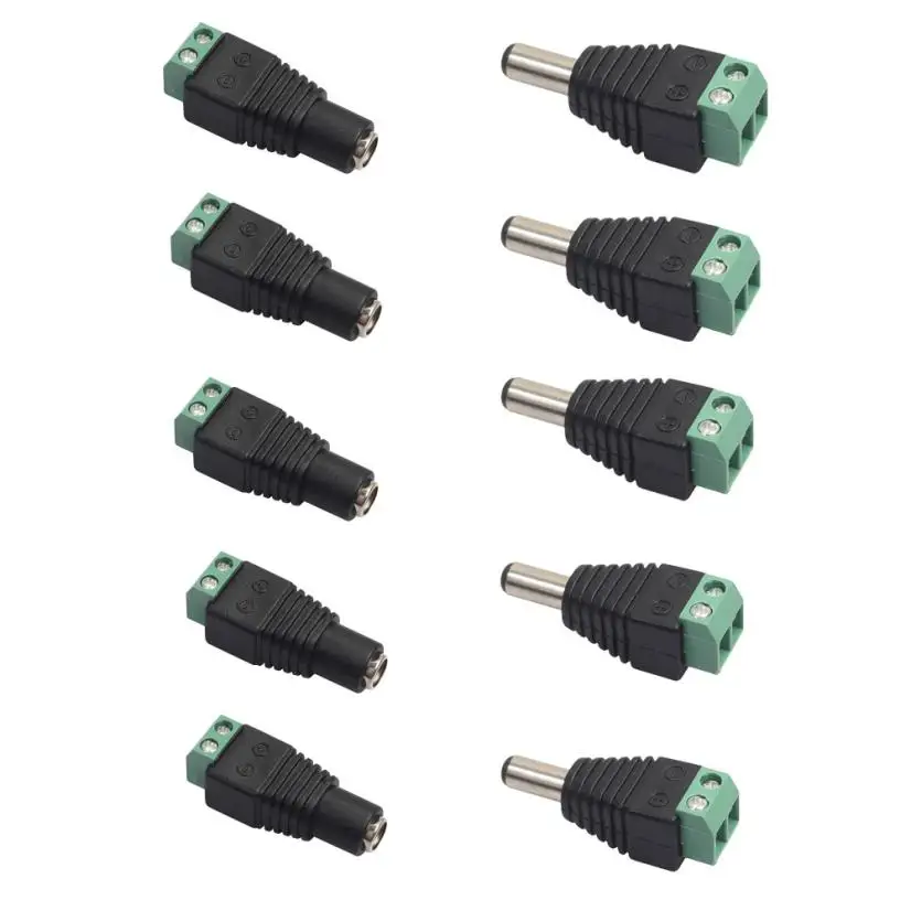 10 шт. DC питания Женский/мужской разъем кабель адаптер Разъем для CCTV светодиодные