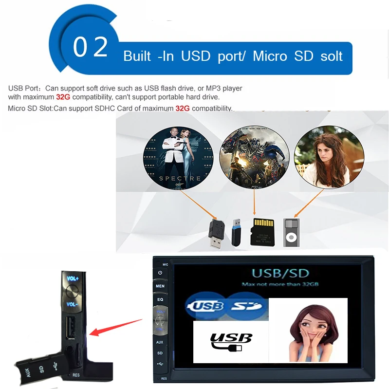 100% новый универсальный автомобиль Радио двойной 2 DIN dvd-плеер с GPS в тире стерео
