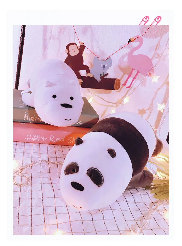 50-90 см Kawaii Мы Голые Медведи, лежащий медведь, плюшевые игрушки, набитый гризли, серый, белый медведь, панда для детей, кукла для детей, подарок для девочек