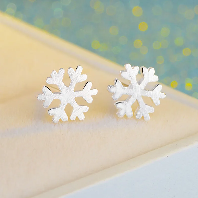 Tisvina Free Shipping Snowflake Stud Earrings for Women 100% Genuine 925 Sterling Silver Earring Jewelry Christmas Gifts Fashion | Украшения