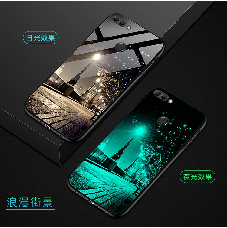 Для huawei Y9 чехол Роскошный светящийся жесткий защитный чехол из закаленного стекла для huawei honor 7C 9N Y7 Prime оболочка