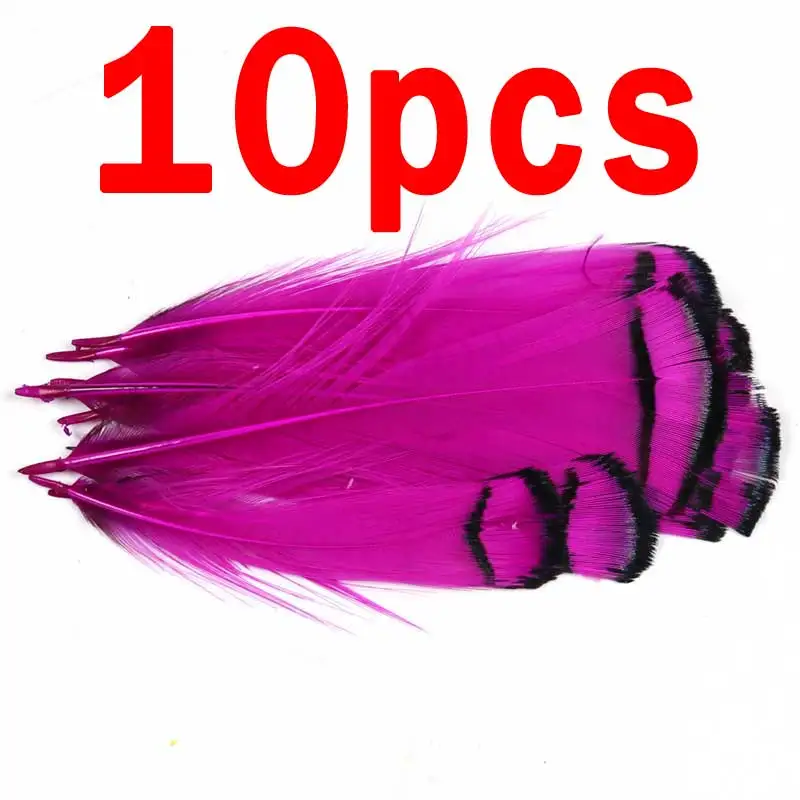 10pcs hot pink 10 шт., рыболовные мушки, Алмазный фазан, перо, Типпет, Нимфа, мокрый стример, крыло, бирка, хвост, материал для вязания мушек, лосось, сталь - Цвет: 10pcs hot pink