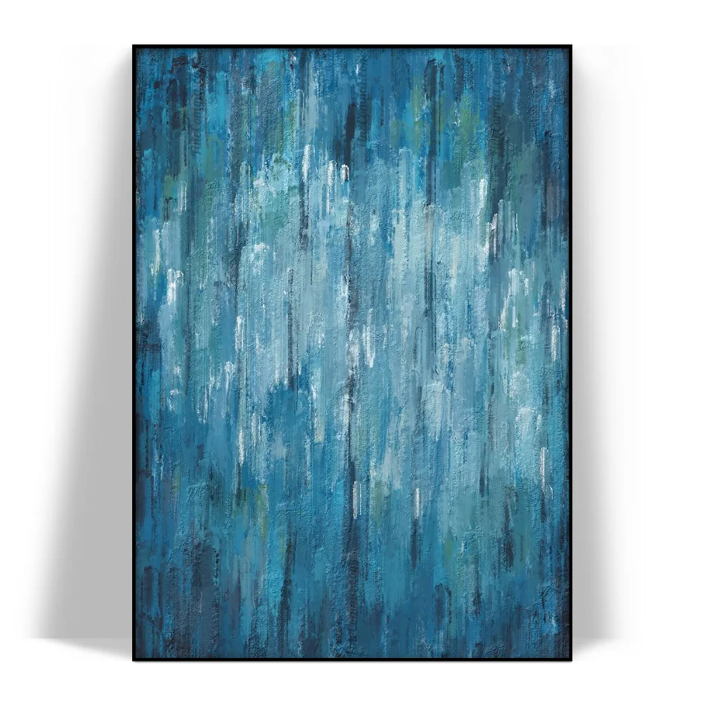 

Большая абстрактная Настенная картина, плакаты, картины, синяя ручная роспись, холст ручной работы, картина маслом, Настенная картина для го...