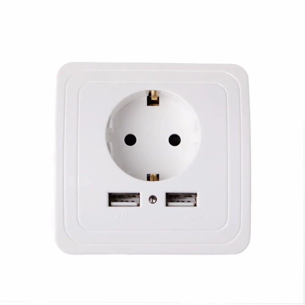 Настенное зарядное устройство с двумя USB портами 5 В 2 А 3 цвета|Электрические