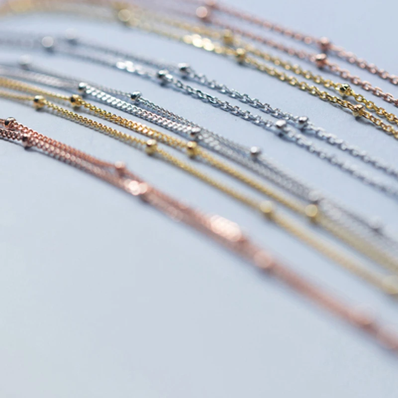 Натуральная 925 Серебряное ожерелье для женщин Золотая цепочка колье серебряные