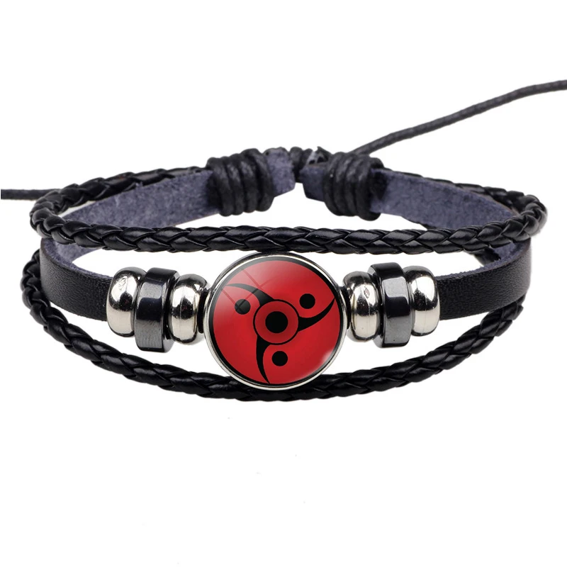 Uchiha Clan Rinnegan Sharingan глаз браслет Аниме Наруто плетеный кожаный браслет Наруто Саске Итачи Какаши Косплей ювелирные изделия - Окраска металла: as show 13