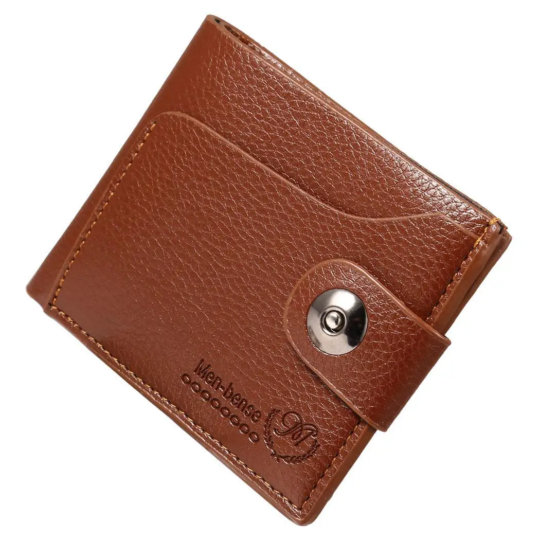 Мужской кошелек из синтетической кожи двойной короткий маленький для денег ID