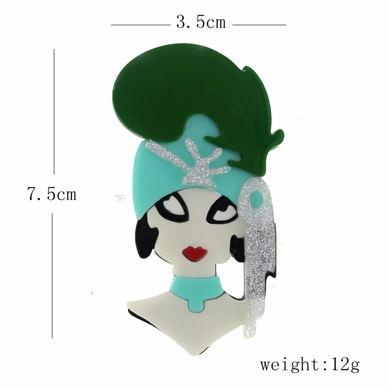 SexeMara, дизайн, мультяшная фигурка, брошь, акриловая, зеленая, преувеличенная, кисточка, головной убор, брошь для девочки, украшения для одежды, нагрудные булавки