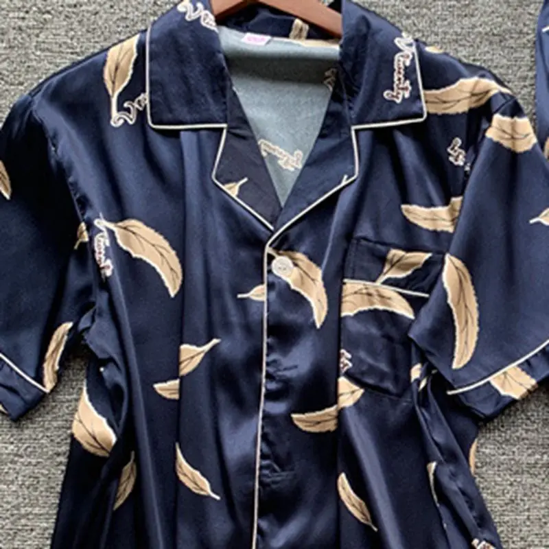 Smmoloa короткий рукав большой размер Шелковый пижамный комплект из двух предметов