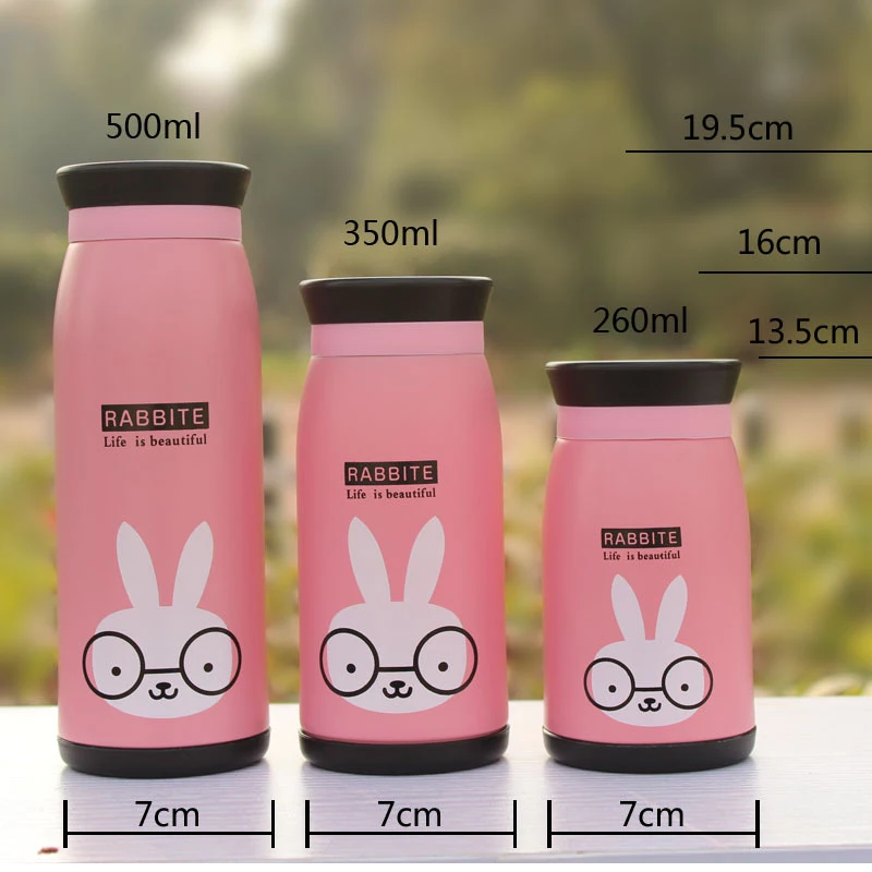 350ml/260ml Thermal Mug Cartoon Duck Deer Elephant Panda Lion Animal Thermos Cup For Women Kids Water Bottle garrafa termica
