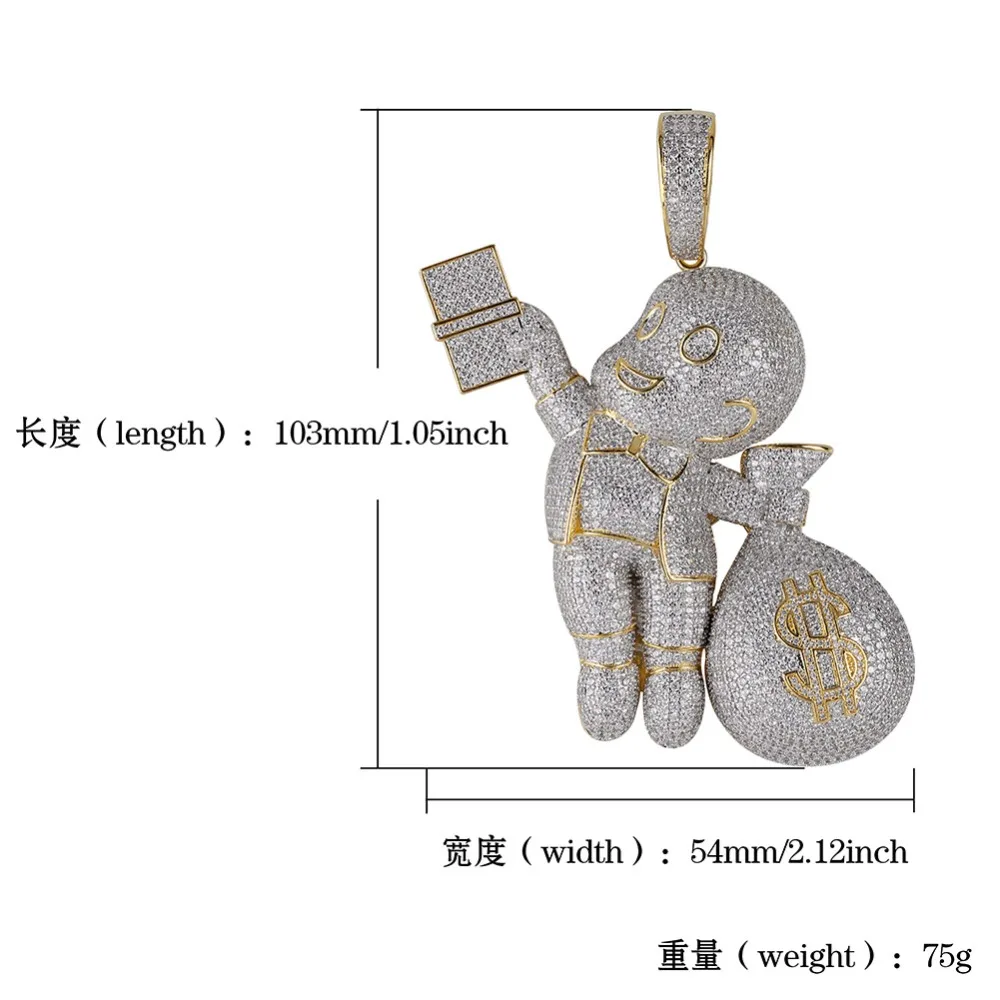 TOPGRILLZ доллар Gangster Детская Подвеска Цепочки и ожерелья Для мужчин Iced Out cz-цепочка хип-хоп/панк цвета: золотистый, серебристый Подвеска Ожерелье Бижутерия вечерние подарки
