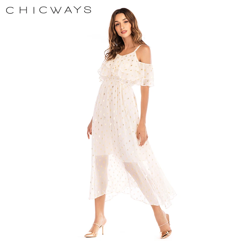 Chicways с открытыми плечами тропический Обёрточная бумага металлик пунктирной