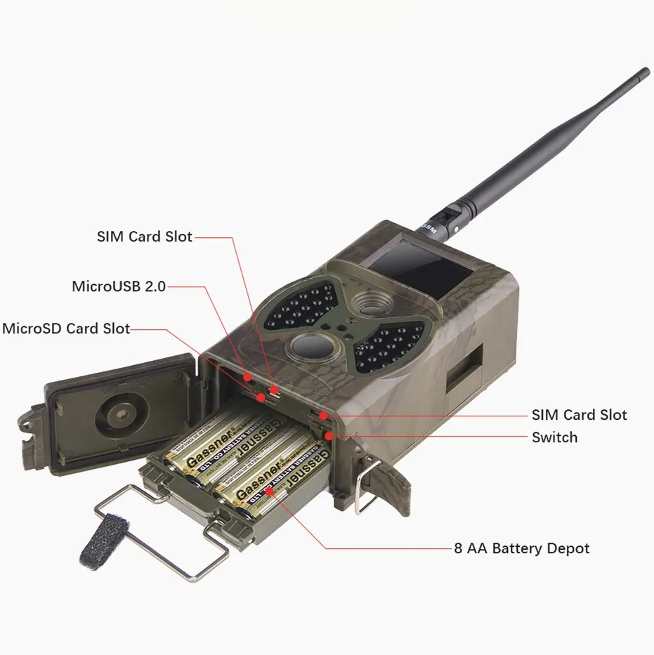 Фотоловушка HC300M фотоловушка 12МР с функцией управления через E-mail MMS GSM1080P для