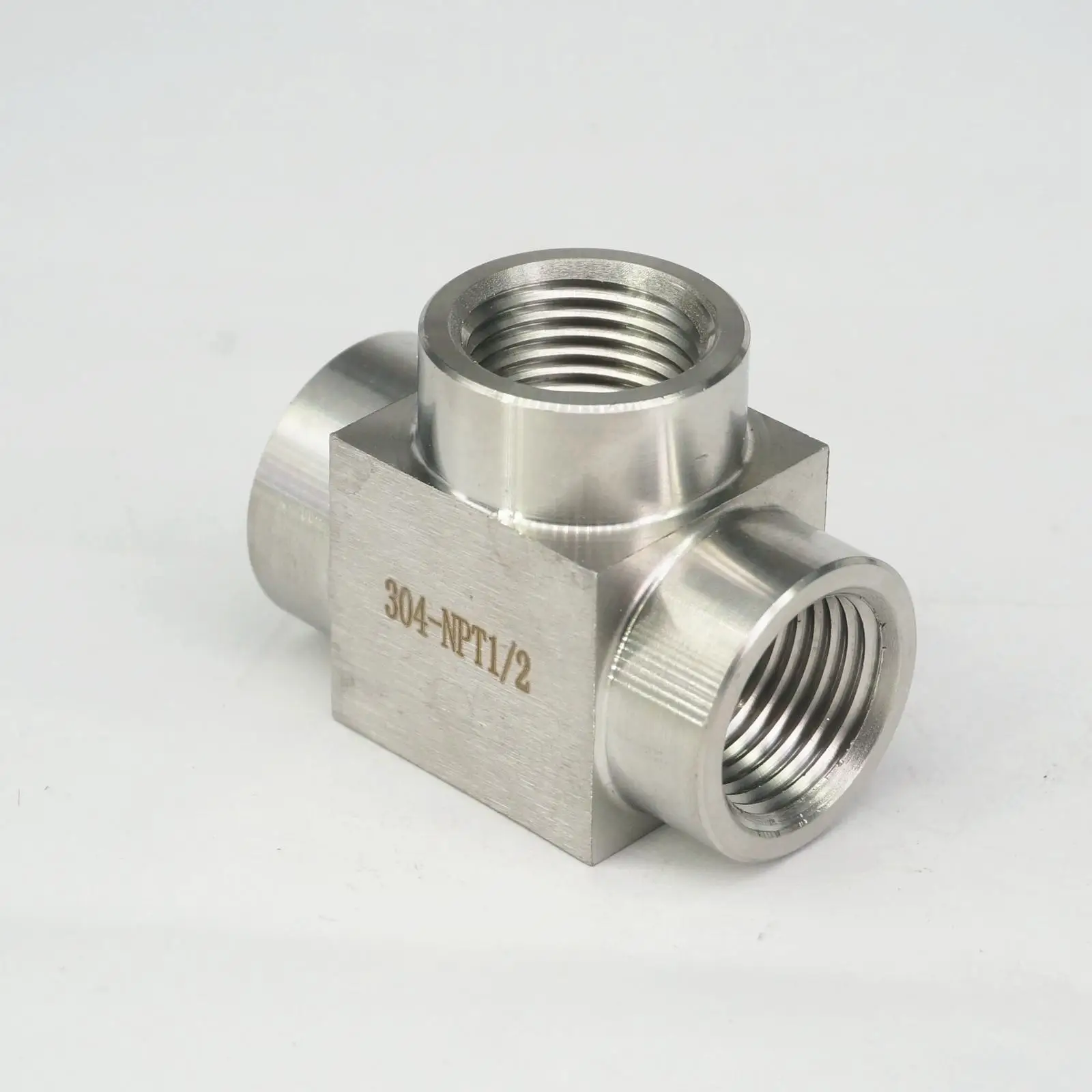 Тройник из нержавеющей стали 1/2 дюйма NPT с внутренним давлением 4000 PSI 304 3-ходовой