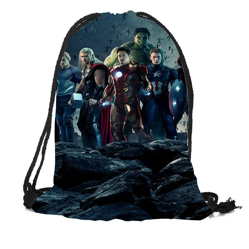 Marvel рюкзак с принтом на шнурках путешествия пляжные школьные сумки большой емкости настроить ваши изображения - Цвет: 18
