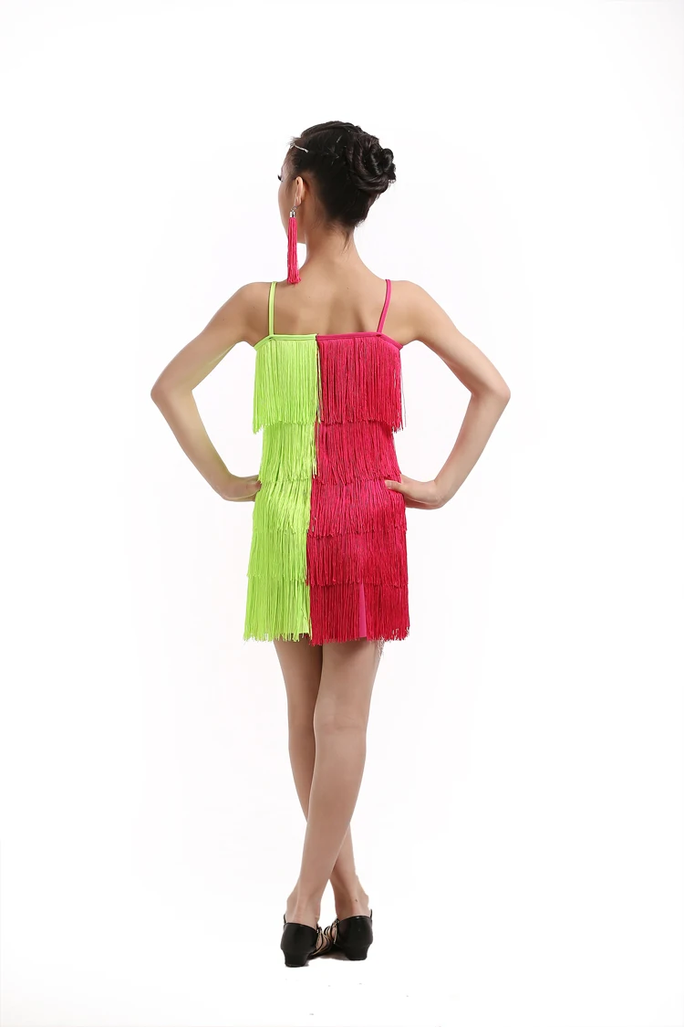 Dress Salsa Dance Costume Girl Sexy Tango Dresses Children Charleston Fringe Dancing Dress Kids Ballroom Clothes