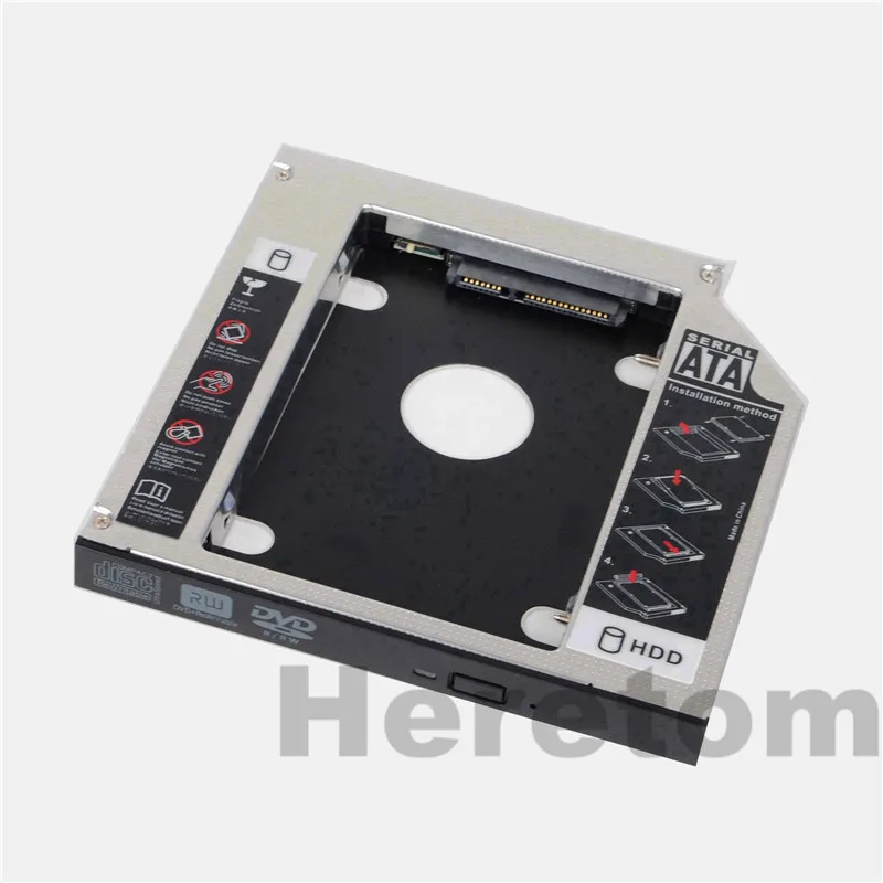 Универсальный алюминиевый корпус Heretom SATA-SATA 12 7 мм 2-й жесткий диск SSD Optibay Caddy для