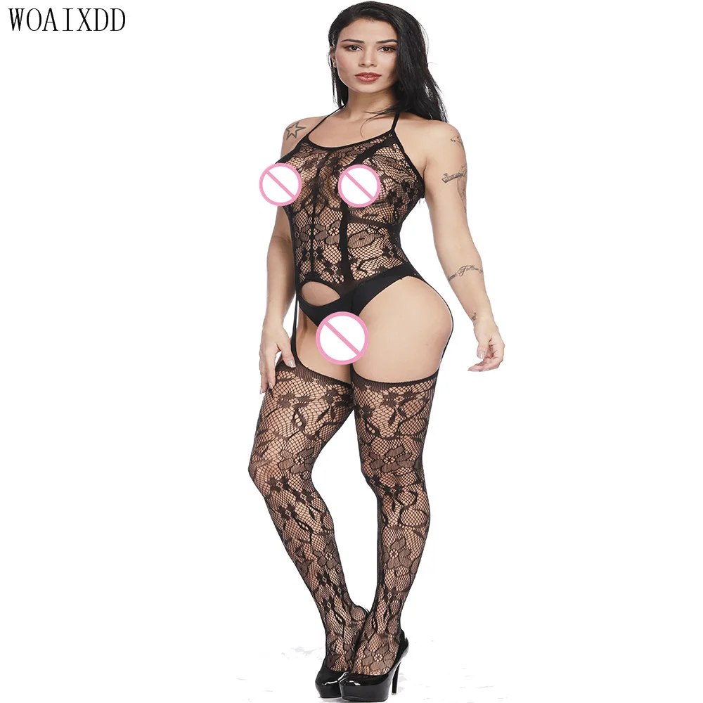 Сексуальные костюмы боди-костюм чулки эротические с открытой промежностью +