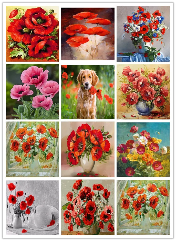 5d diy Набор для вышивки крестом алмазная вышивка цветок мака Алмазная мозаика