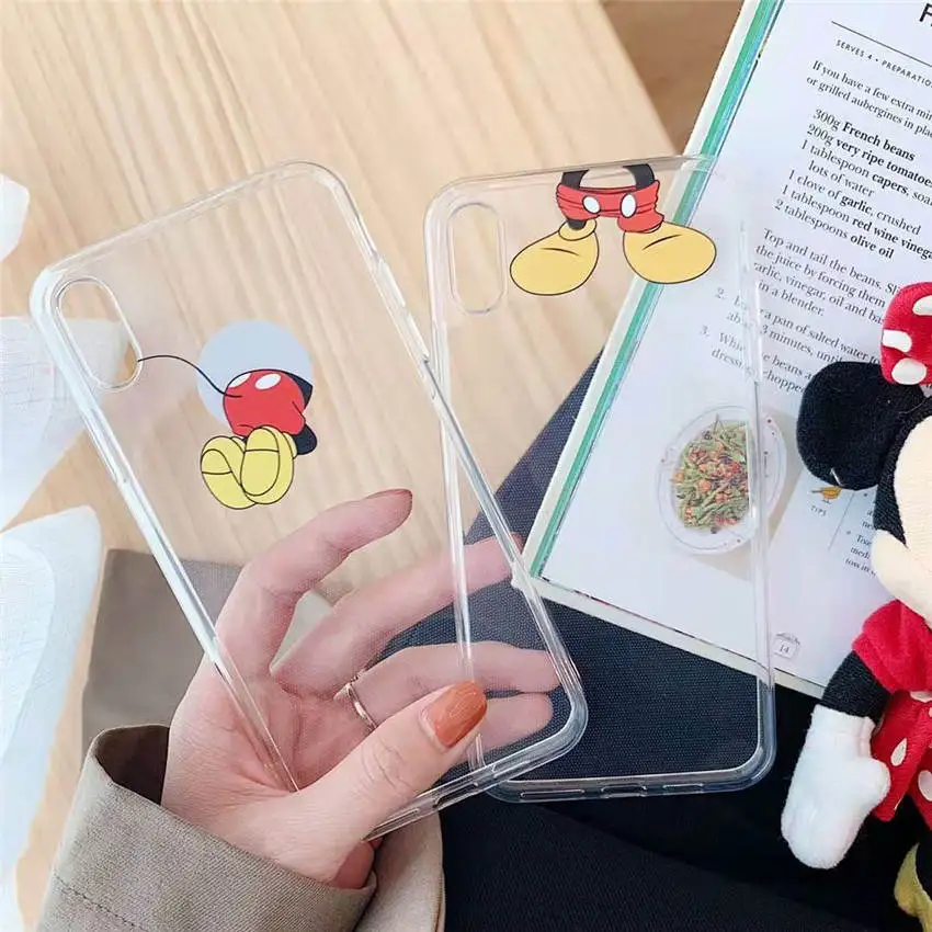 For iPhone XR XS MAX 8 7 6s Plus Clear TPU Soft Phone Case Full Back Cover Candy Hiding Mickey Mouse Cartoon Pattern Fundas Capa |