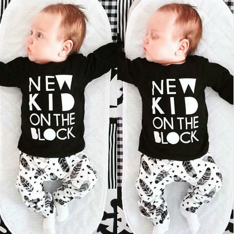 Infant Newborn Baby Boys Girl Clothing Sets Boy Fashion Cotton T-shirt Pants 2pcs Outfits Set Clothes | Детская одежда и обувь
