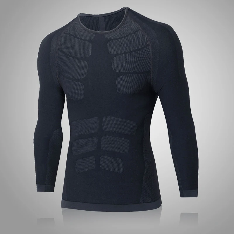 Мужская компрессионная футболка для бега и фитнеса облегающая Спортивная с