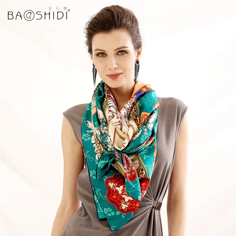 BAOSHIDI роскошный брендовый оригинальный дизайн чистый Шелковый саржевый женский
